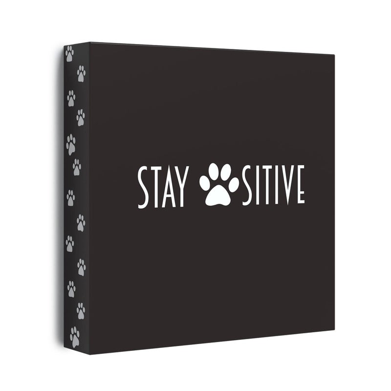 Barnyard Designs Wooden Box Sign Motivation - Desk Decor, Primitive Office Decor for Women, Inspirational Quotes (Stay Pawsitive) - Image 1